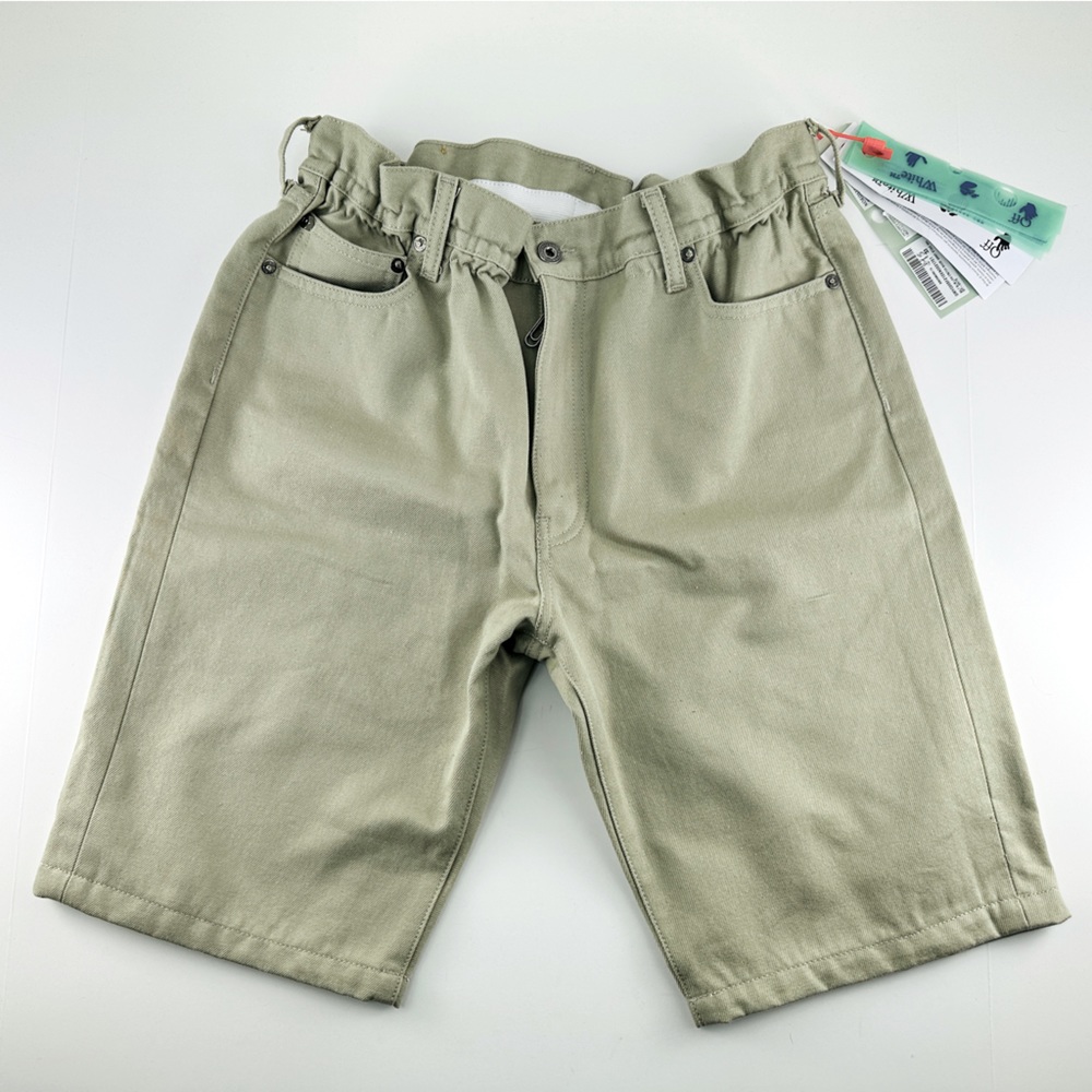 Off-White Slim Low Crotch Short Abbey Stone Drop Crotch Denim Jean Shorts Men 33